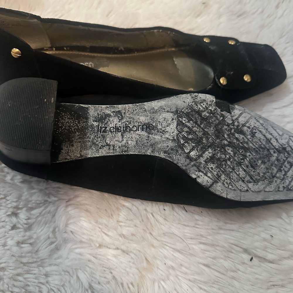 Liz Claiborne Black Flats with Gold Accents